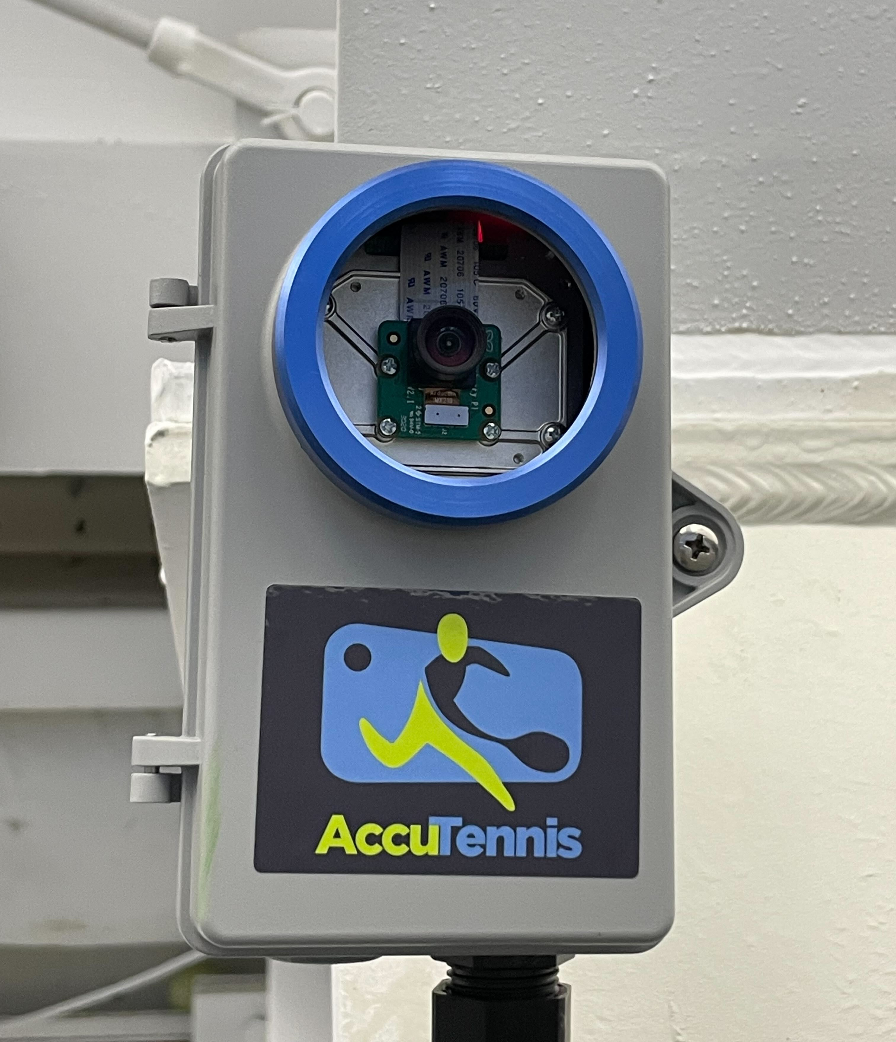 Wall camera used for tennis court line calling and player tracking